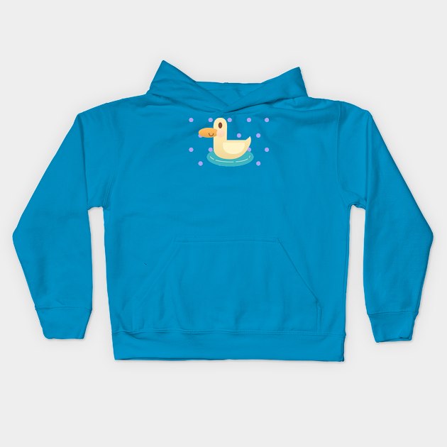 This duck is so happy in his tiny pond Kids Hoodie by PIOI